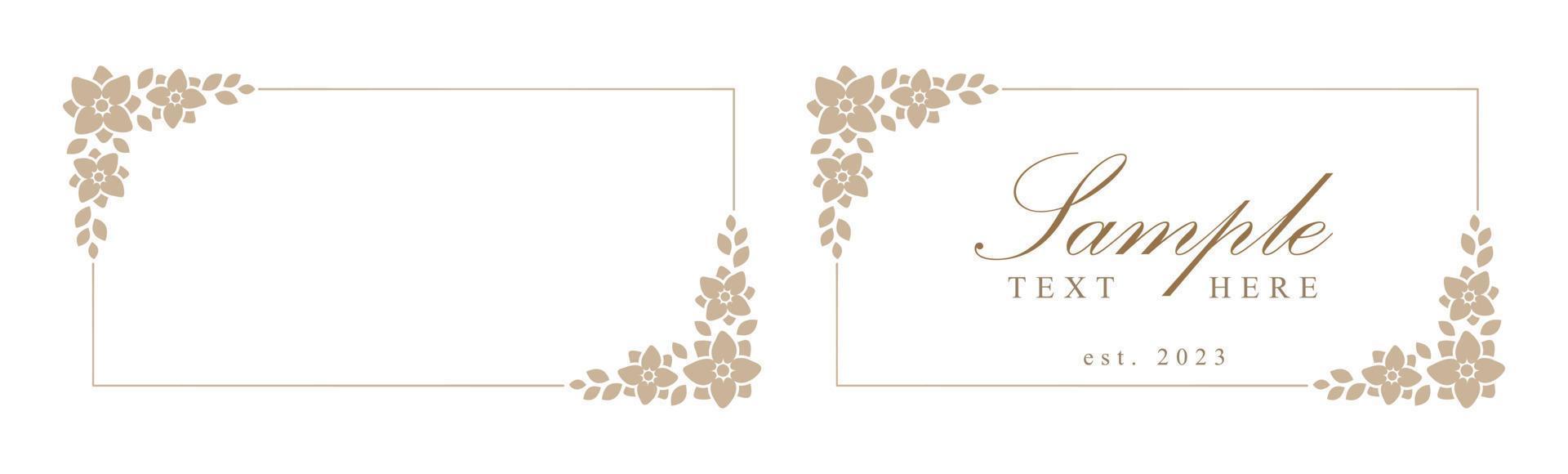 blommig beige rektangel ram. botanisk boho gräns vektor illustration. enkel elegant romantisk stil för bröllop evenemang, kort design, logotyp, etiketter, social media inlägg, mallar