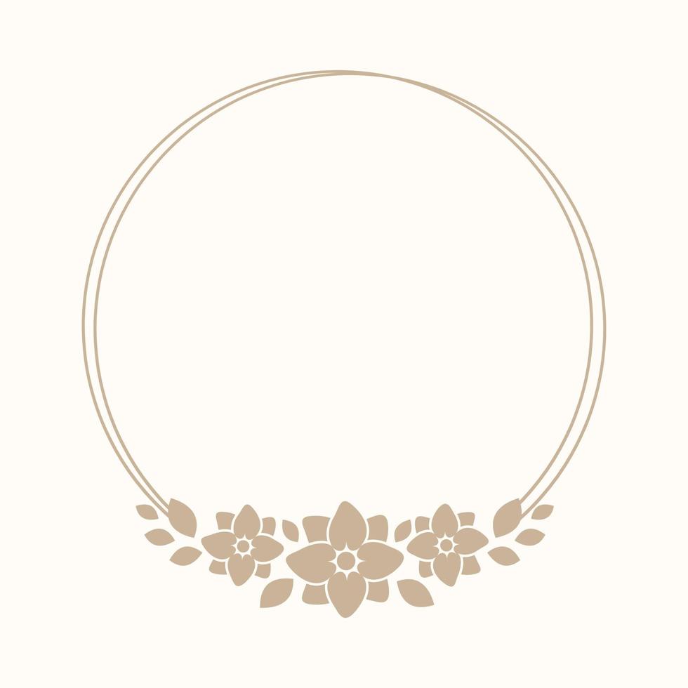 Blumen- Beige runden rahmen. botanisch Boho Rand Vektor Illustration. einfach elegant romantisch Stil zum Hochzeit Veranstaltungen, Zeichen, Logo, Etiketten, Sozial Medien Beiträge, usw.