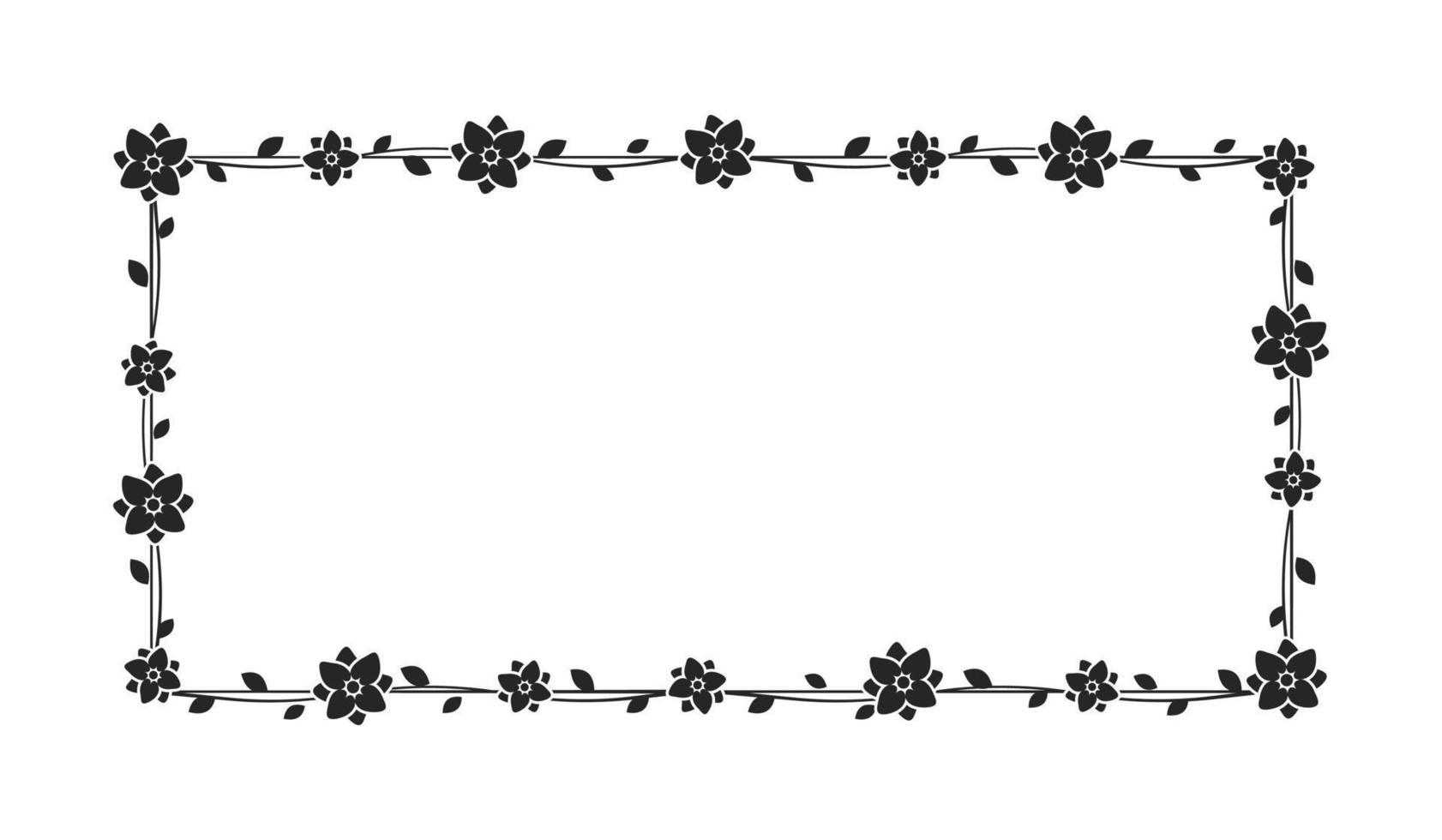 blommig botanisk ram mall. rektangulär gräns med vin och hand dragen blomma mönster. vektor illustration med Plats för text.