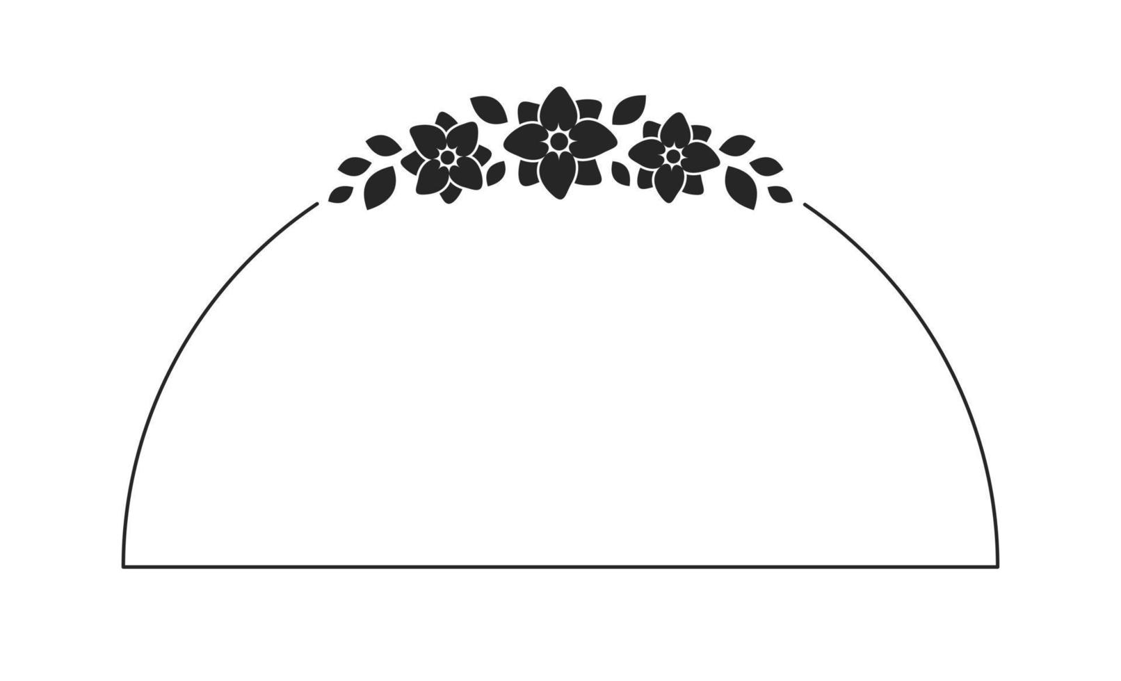 Blumen- Bogen Rahmen Vorlage. geometrisch Rand mit Ranke und Hand gezeichnet Blume Muster. Vektor gerundet Rand mit Raum zum Text.