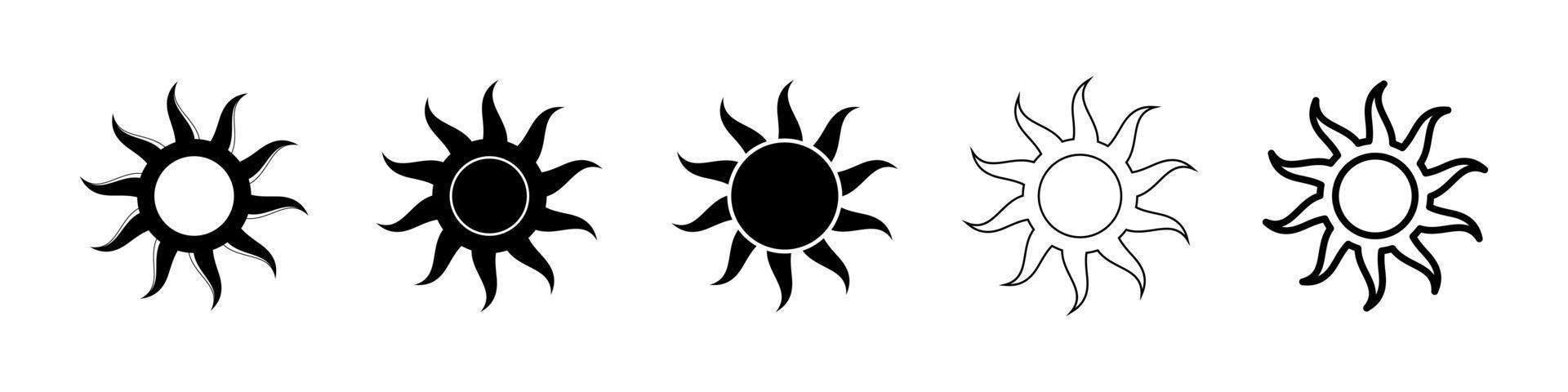 boho himmelsk Sol ikon logotyp uppsättning. enkel modern abstrakt design för mallar, grafik, webb, social media inlägg vektor