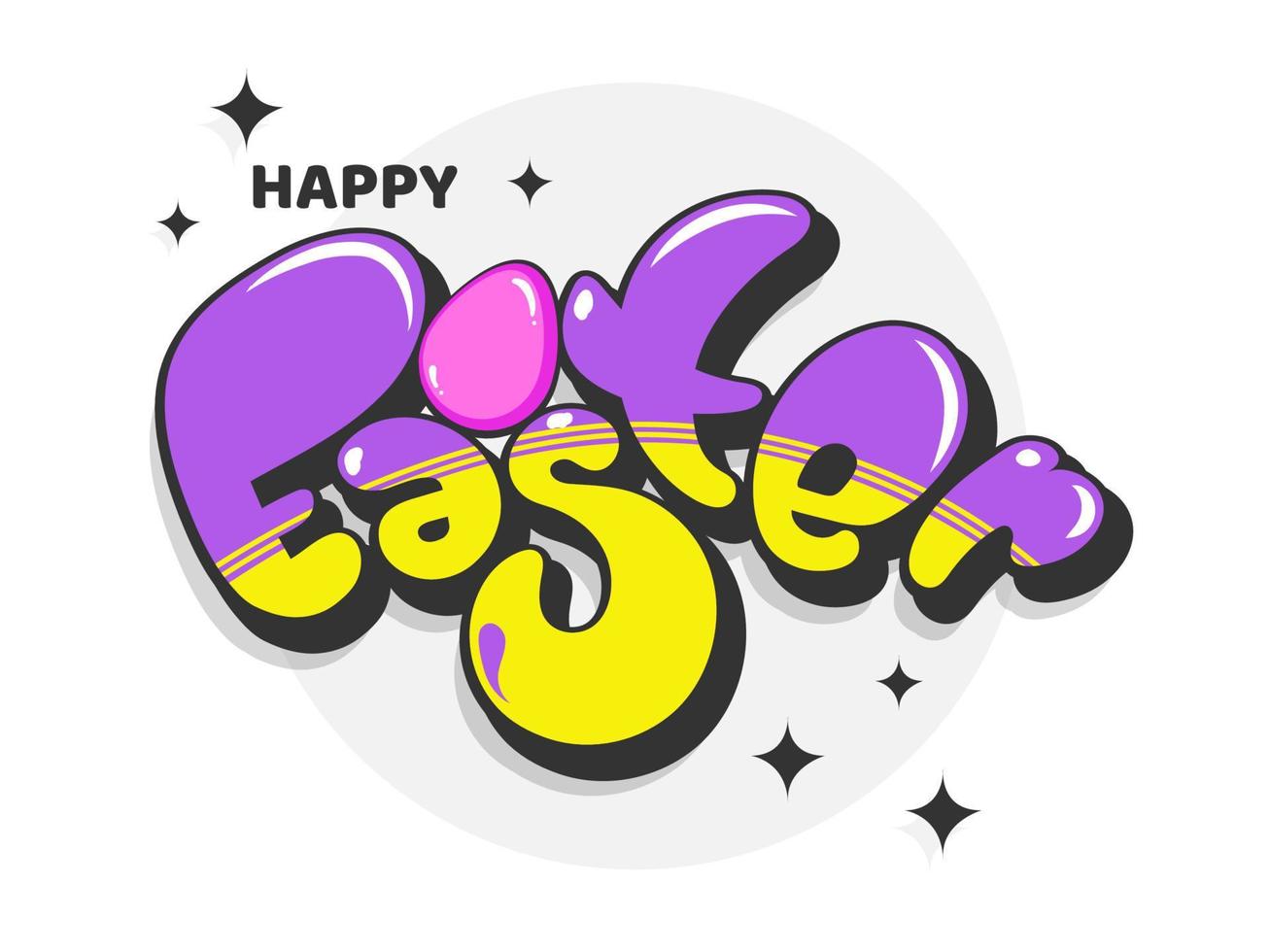 stilvoll glücklich Ostern Schriftart mit Ei auf Weiß Hintergrund. vektor
