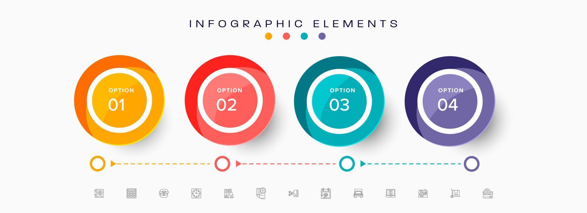 infographic element med färgrik fyra alternativ på vit bakgrund för företag begrepp. vektor