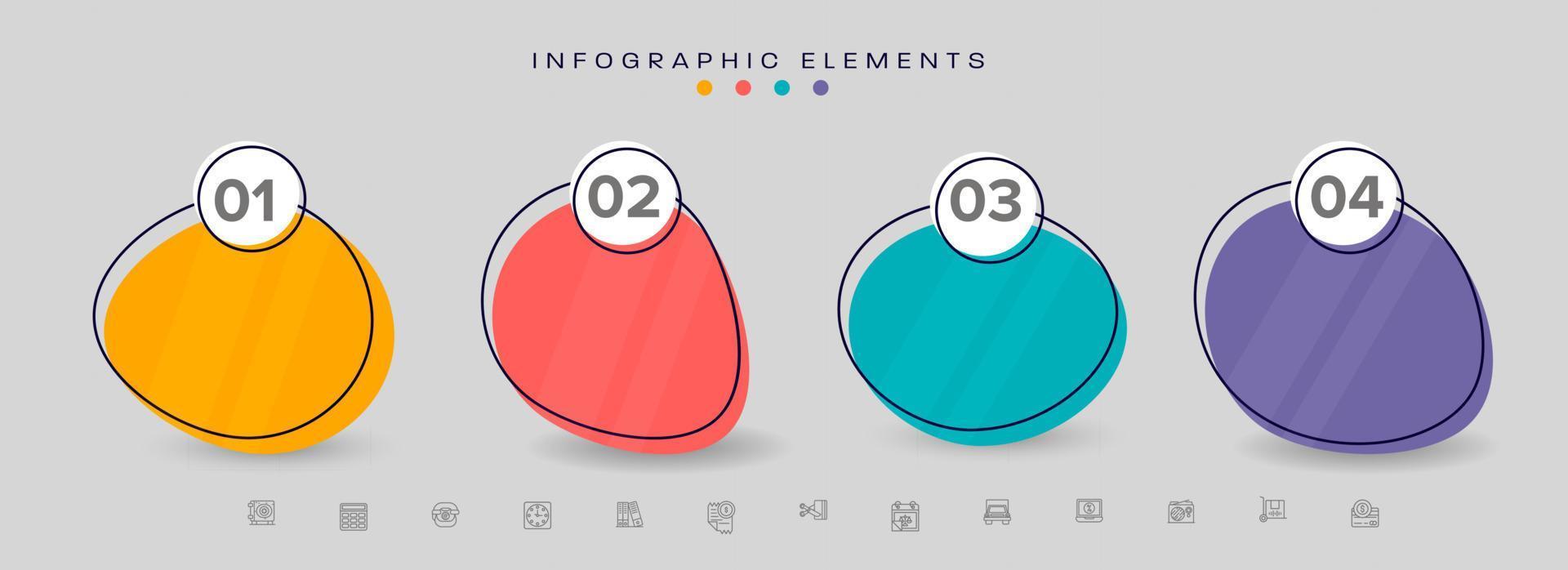 Geschäft Infografik Elemente Design mit bunt vier Optionen. vektor