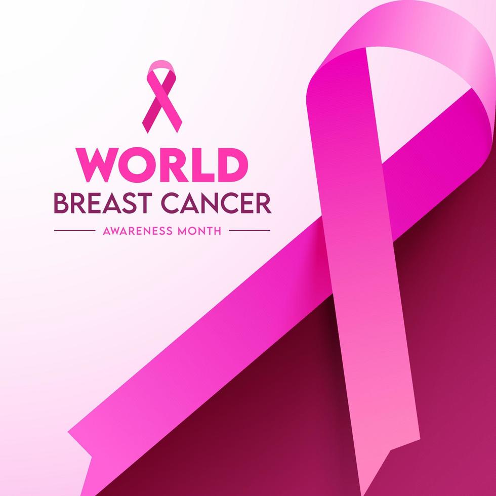 Welt Brust Krebs Bewusstsein Band auf Rosa Hintergrund. vektor