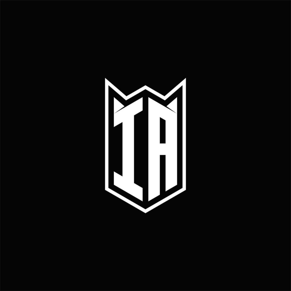 ia Logo Monogramm mit Schild gestalten Designs Vorlage vektor