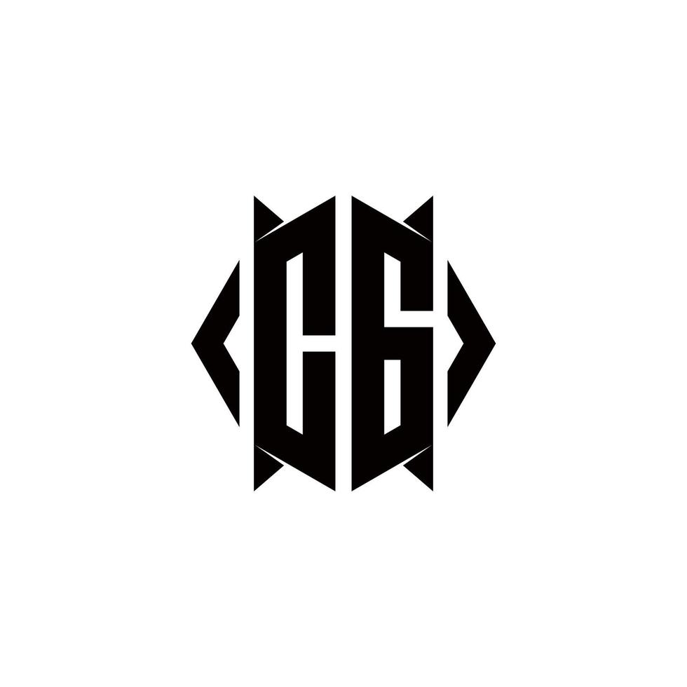 cg logotyp monogram med skydda form mönster mall vektor