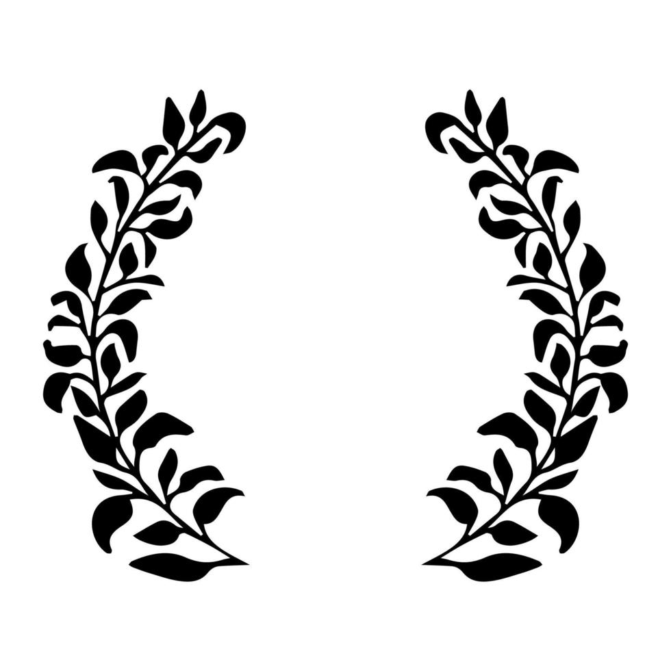 elegant oval blommig ram, gräns siluett i handritad doodle stil isolerad på vit bakgrund. kransdekoration, delikat clipart. vektor illustration