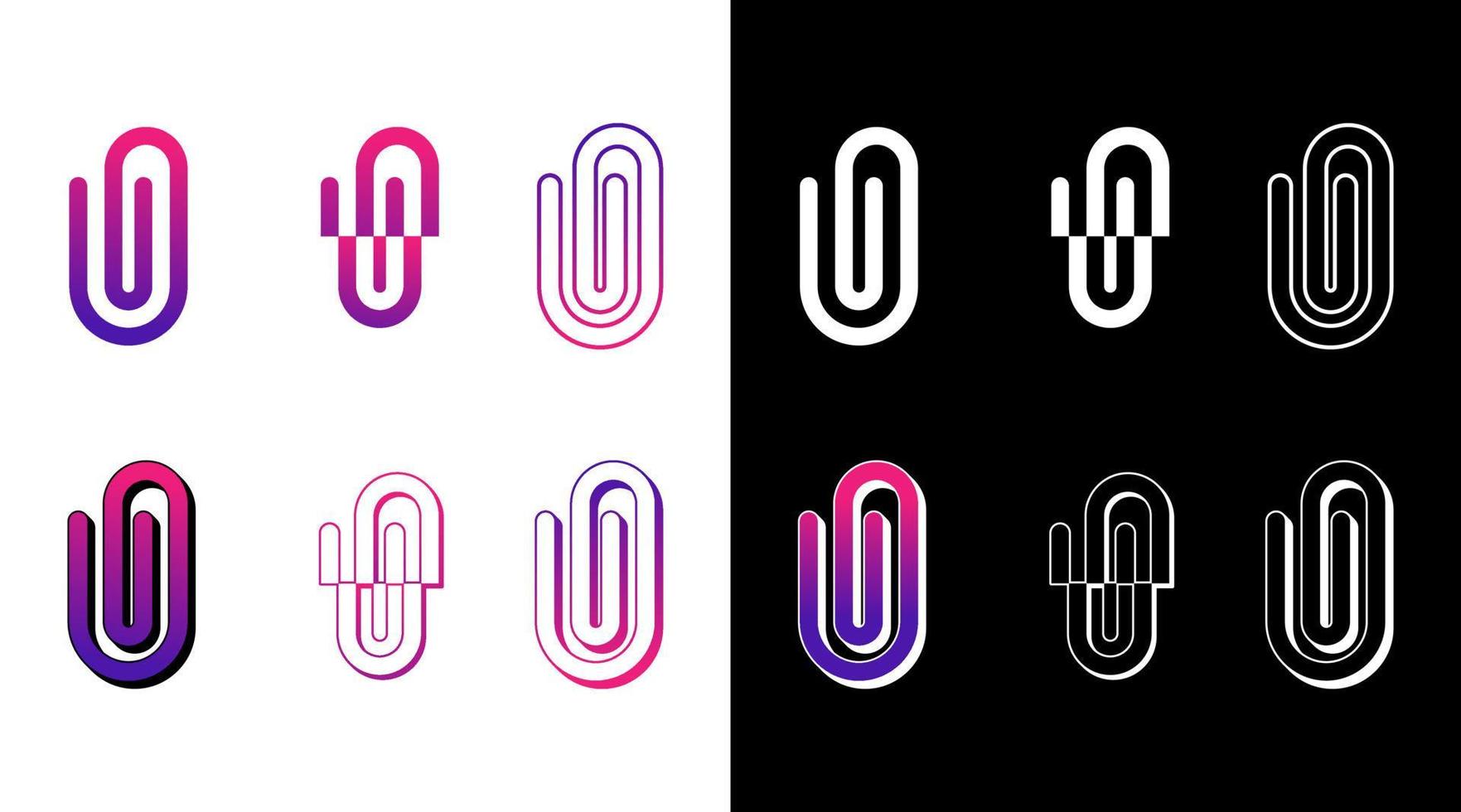 Papier Clip Logo Symbol Sammlung bündeln Vektor Büro dokumentieren Design