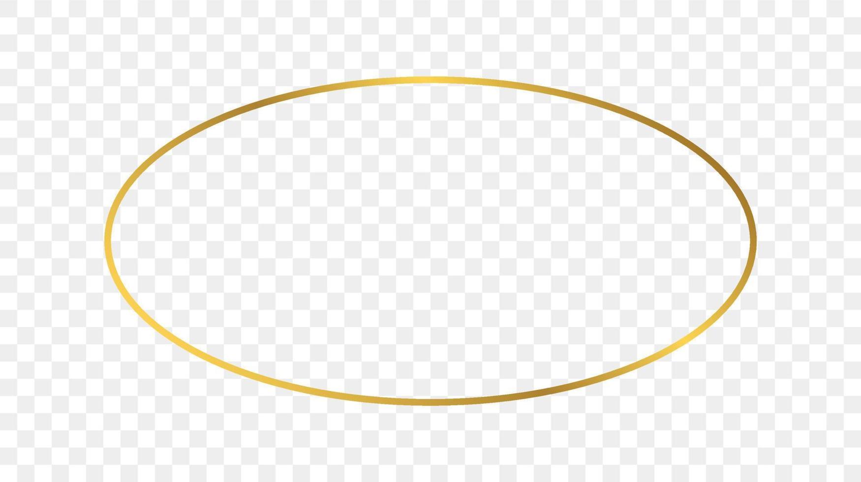 Gold glühend Oval gestalten Rahmen isoliert auf transparent Hintergrund. glänzend Rahmen mit glühend Auswirkungen. Vektor Illustration.