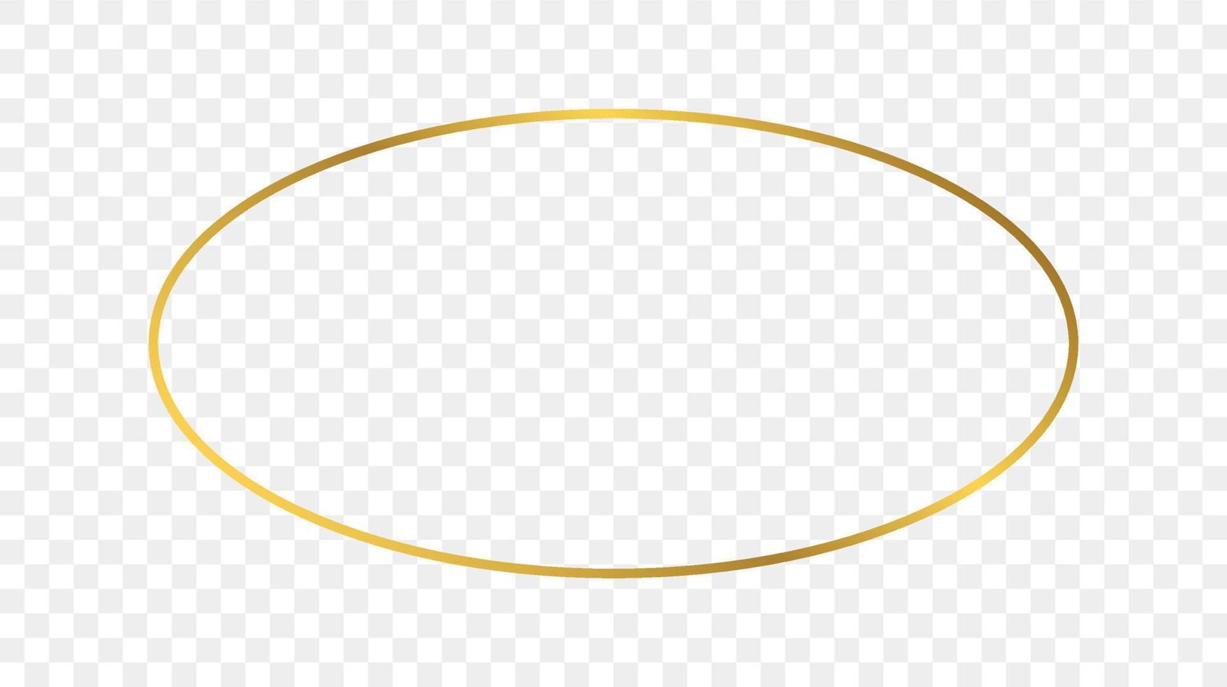 guld lysande oval form ram isolerat på transparent bakgrund. skinande ram med lysande effekter. vektor illustration.