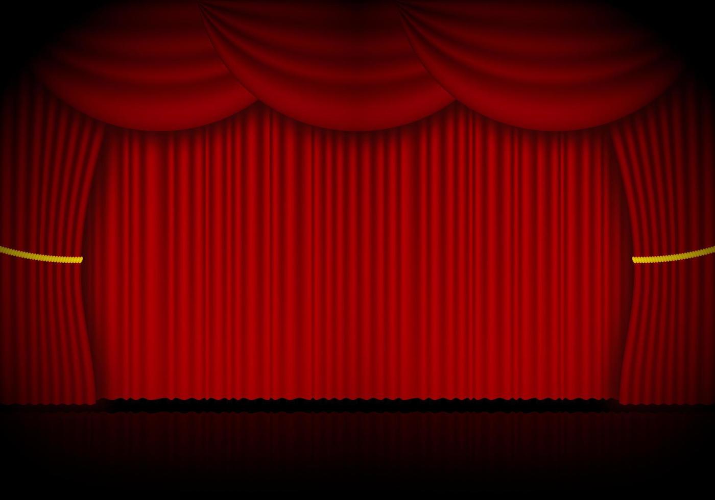 roter vorhang opern-, kino- oder theaterbühnenvorhänge. Spotlight auf geschlossenem Samtvorhanghintergrund. Vektor-Illustration vektor