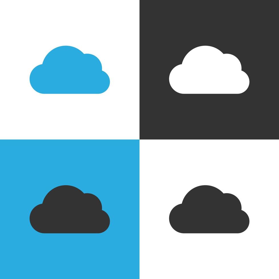 moln ikon. uppsättning av fyra moln ikon på annorlunda bakgrunder. vektor illustration.