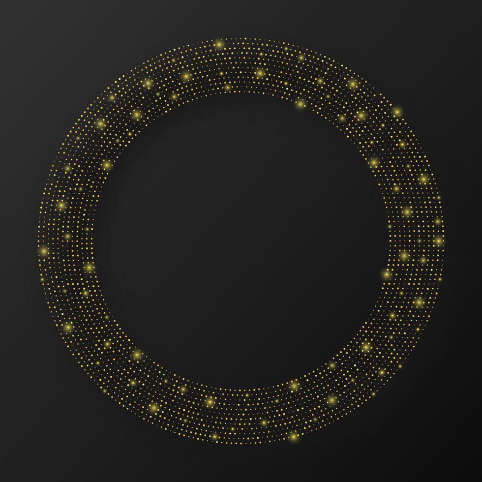 abstrakter goldglühender halbton gepunkteter hintergrund. Goldglitzermuster in Kreisform. Halbtonpunkte einkreisen. Vektor-Illustration vektor