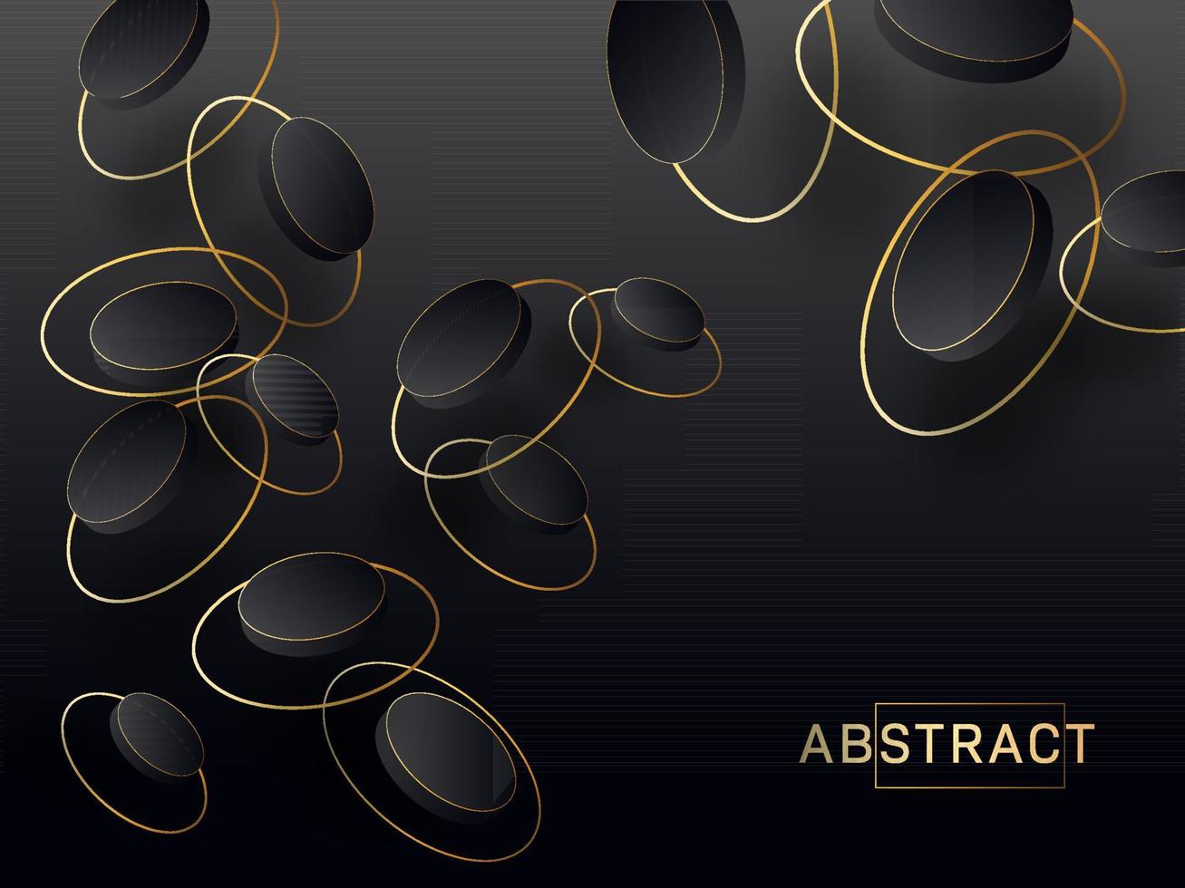 3d cirklar dekorerad svart abstrakt bakgrund. vektor