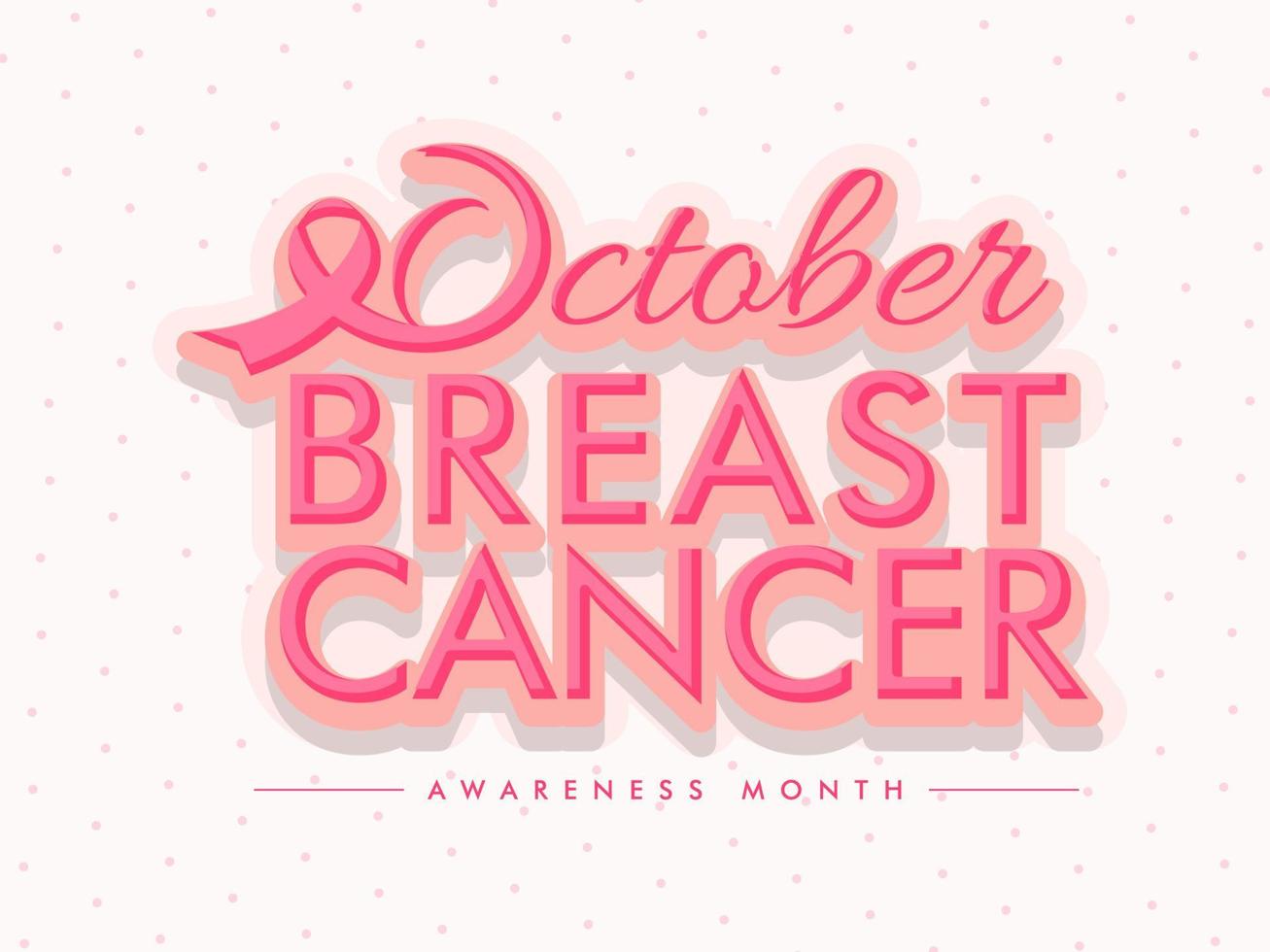 klistermärke stil rosa oktober bröst cancer font på vit punkt mönster bakgrund för medvetenhet månad. vektor