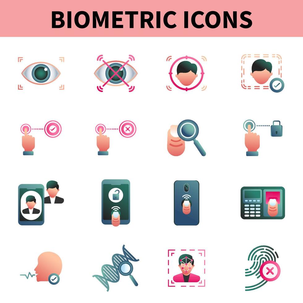 Vektor Illustration von biometrisch Symbole.