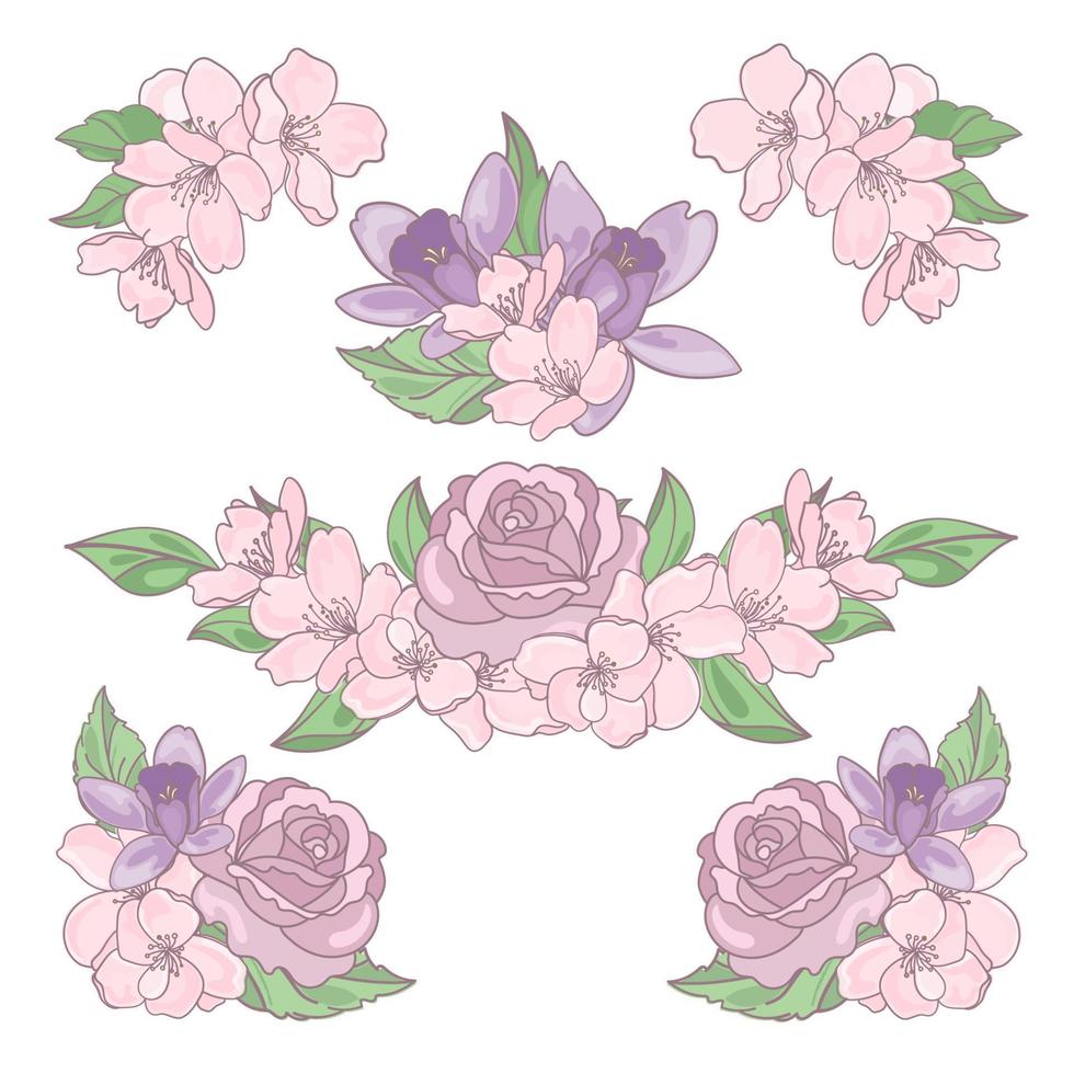 Blume mischen Blumen- Dekoration Clip Kunst Vektor Illustration einstellen
