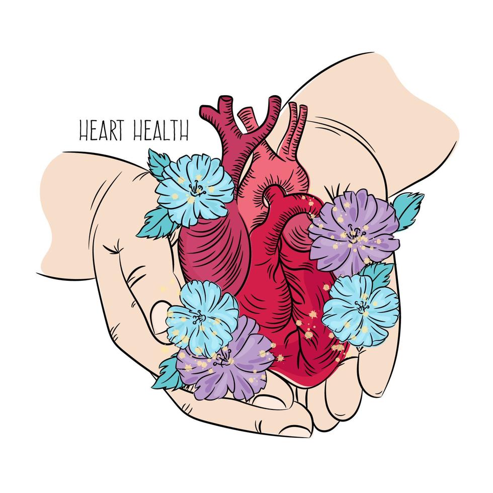 Herz Pflege Gesundheit Medizin Lebensstil Liebe Vektor Illustration