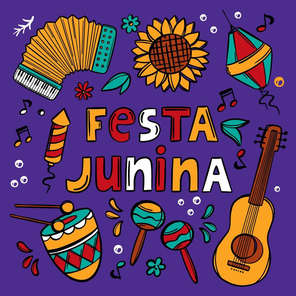 festa junina symbol Brasilien Semester vektor illustration text