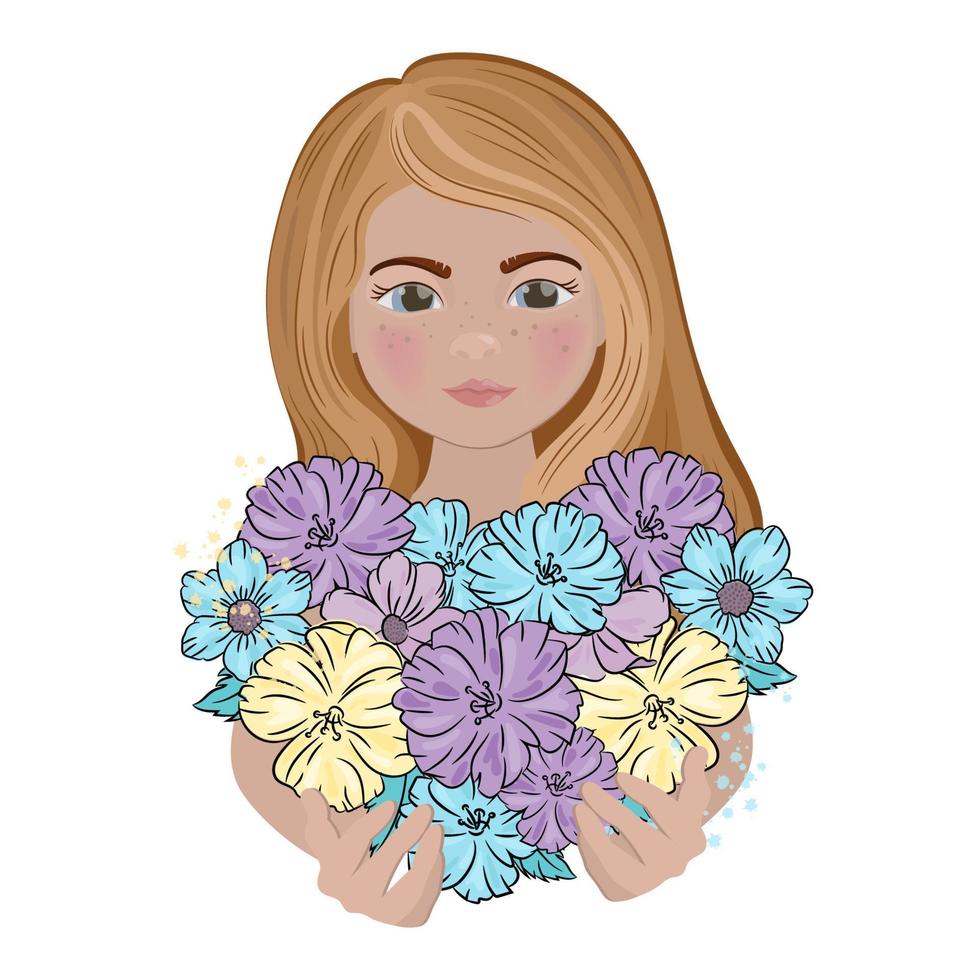 voll von Liebe Mädchen Emotion Urlaub Blume Vektor Illustration