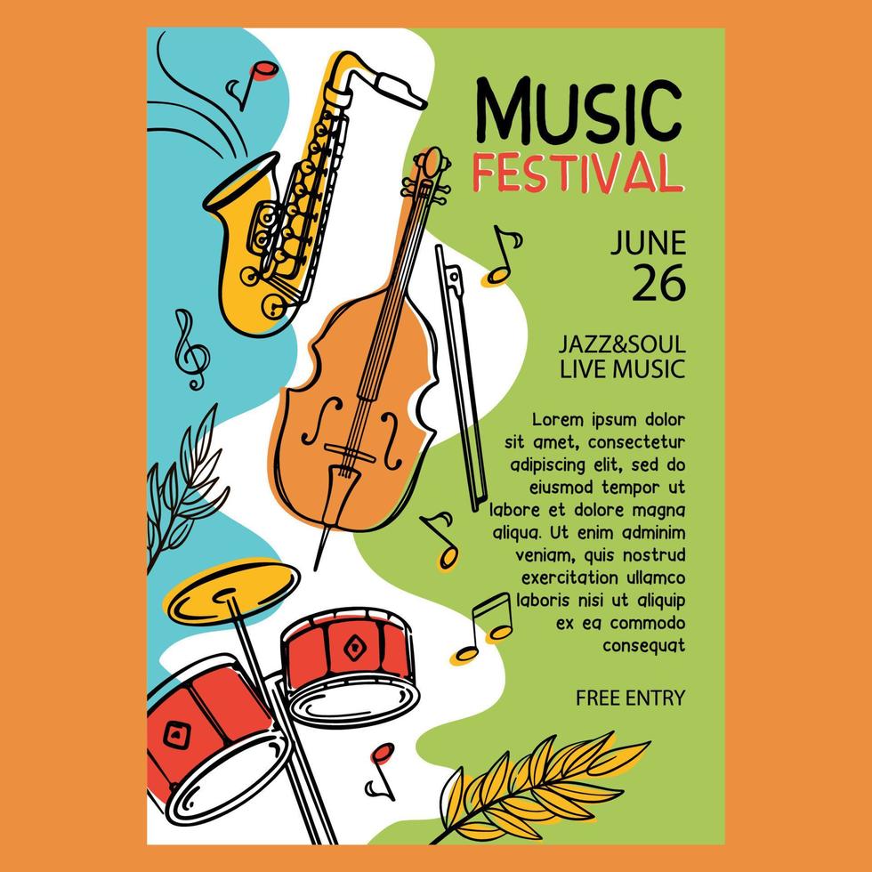 jazz festival baner musikalisk inbjudan färgrik konsert affisch vektor