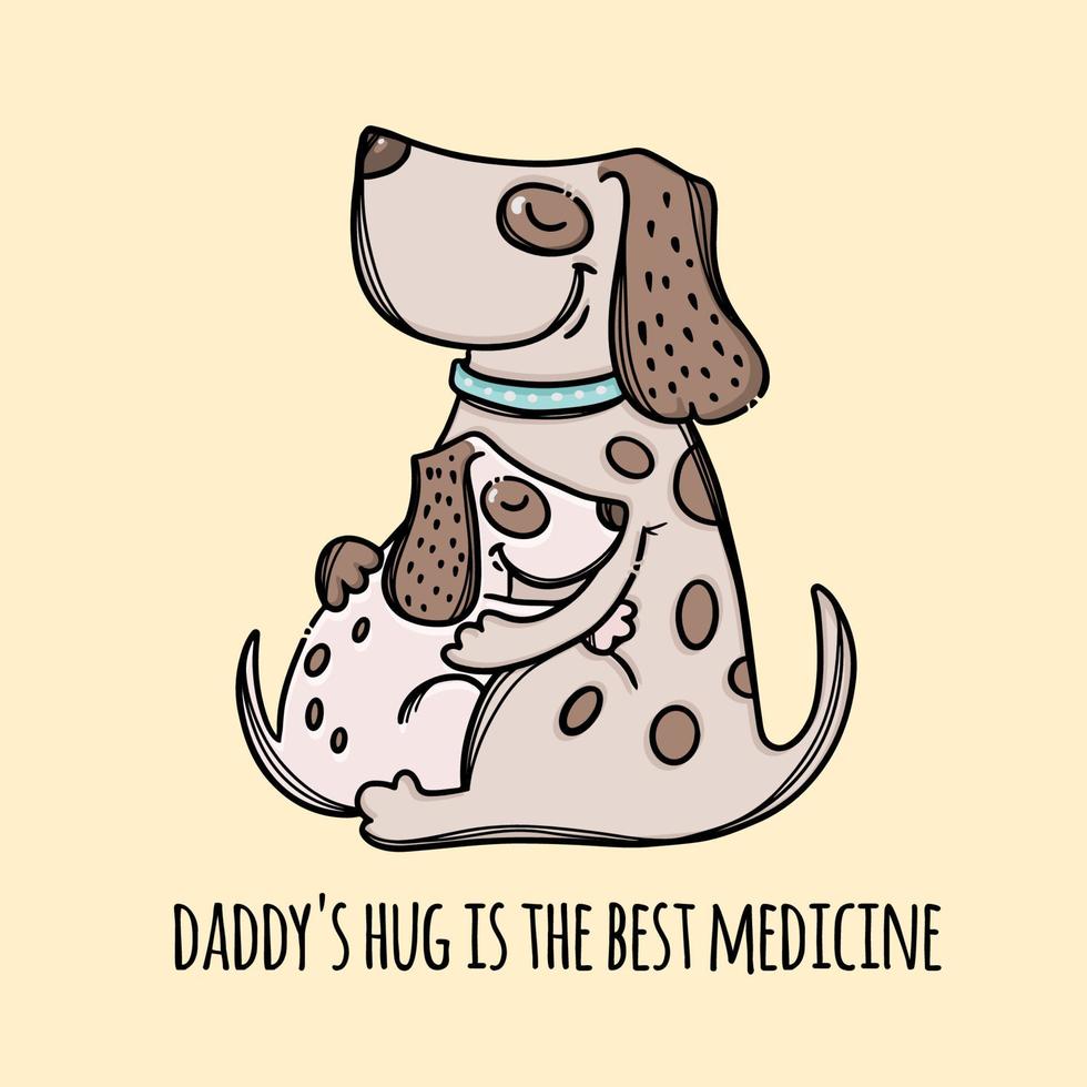 kram pappa far hund kramar valp son vektor illustration uppsättning