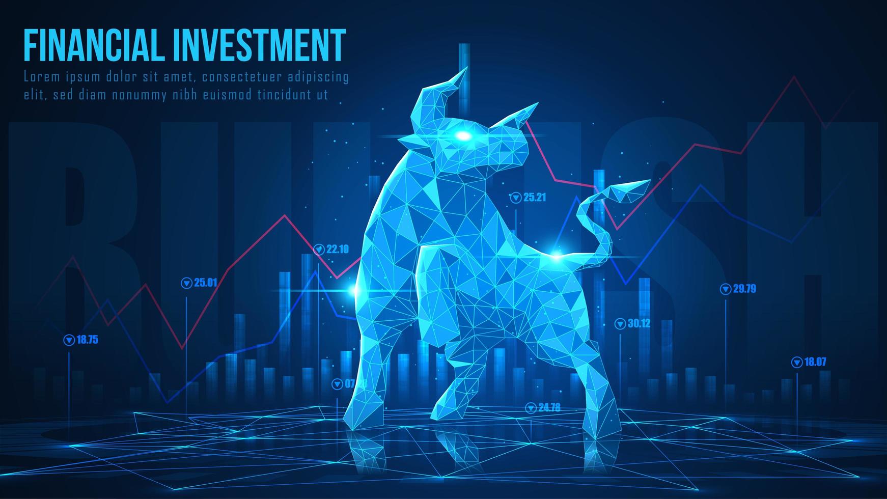 Konzeptkunst der bullischen Finanzinvestition vektor