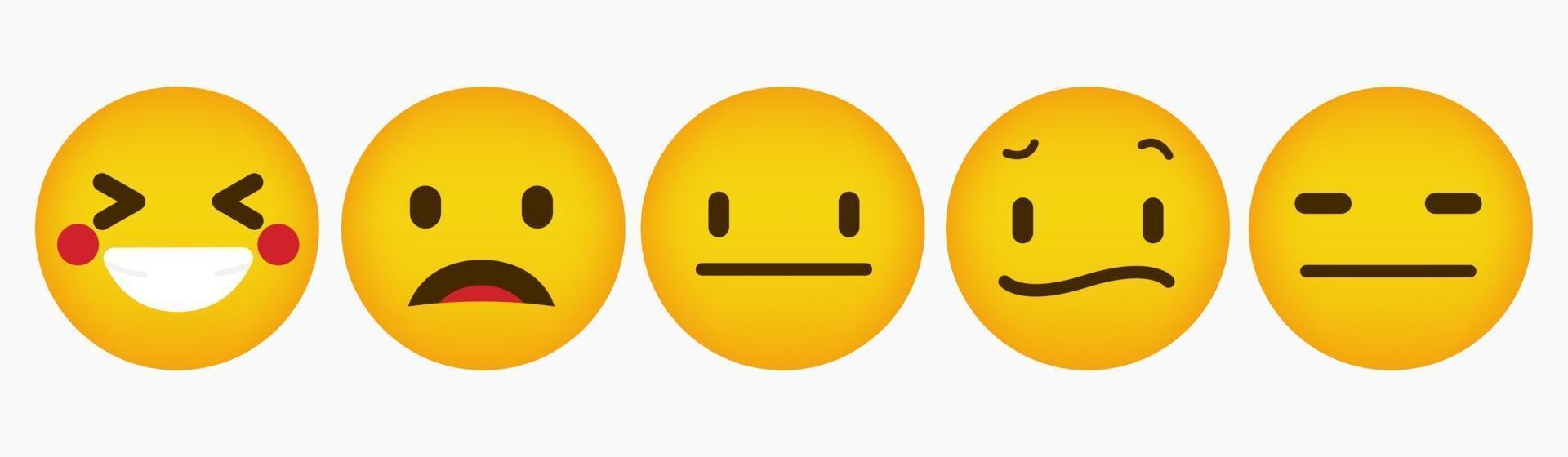 flache Reaktion Emoticon Design-Sammlung vektor