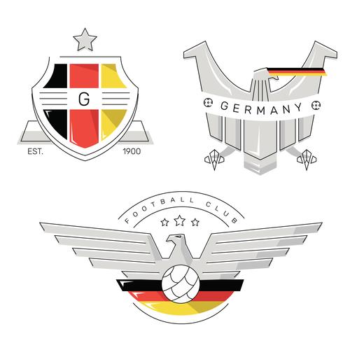 Vintage solider gefütterter deutscher Logo-Fußball-Flecken-Vektor vektor