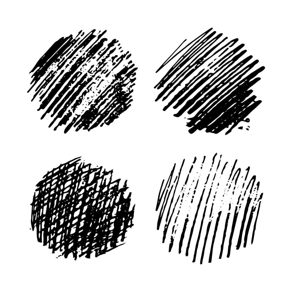 uppsättning av fyra skiss klottra utstryk. hand dragen penna klottra fläck. vektor illustration.