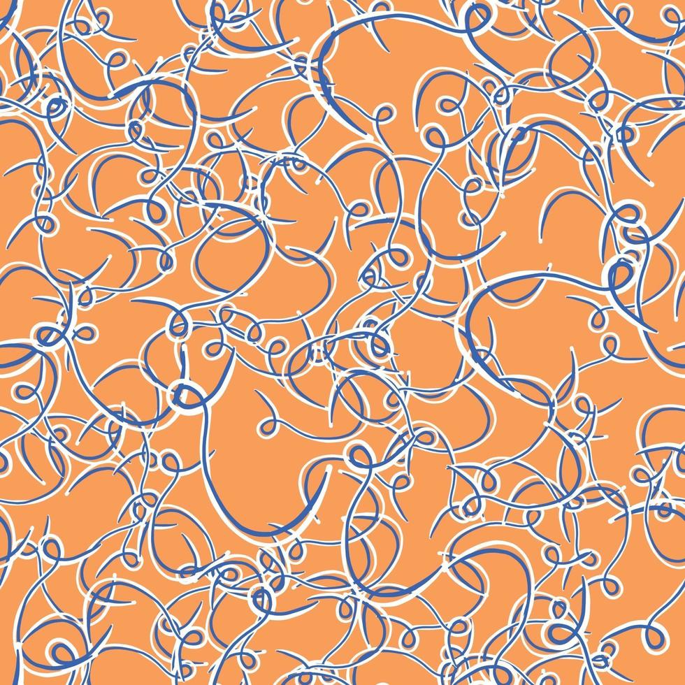 Vektor nahtlose Textur Hintergrundmuster. handgezeichnete, orange, blau, weiße Farben.