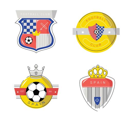 Spanische Fußball-Patch-Logo-flache Vektor-Illustration der Weinlese vektor