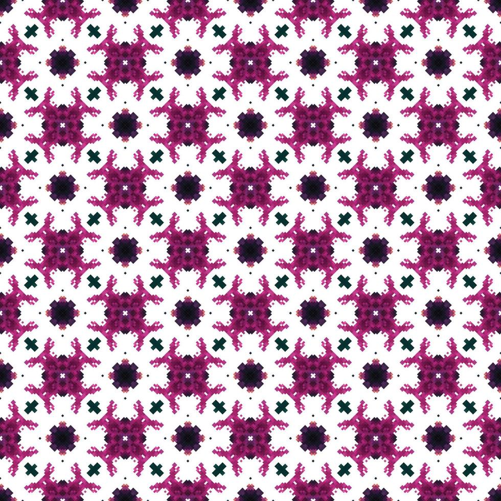 Blumen- gestrickt Stickerei auf Weiß hintergrund.geometrisch ethnisch orientalisch Muster traditionell. abstrakt Vektor Illustration. Design zum Textur, Stoff, Kleidung, Verpackung, Dekoration, Schal, Druck.