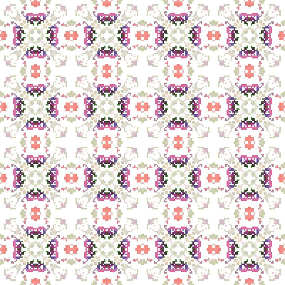 Blumen- gestrickt Stickerei auf Weiß hintergrund.geometrisch ethnisch orientalisch Muster traditionell. abstrakt Vektor Illustration. Design zum Textur, Stoff, Kleidung, Verpackung, Dekoration, Schal, Druck.