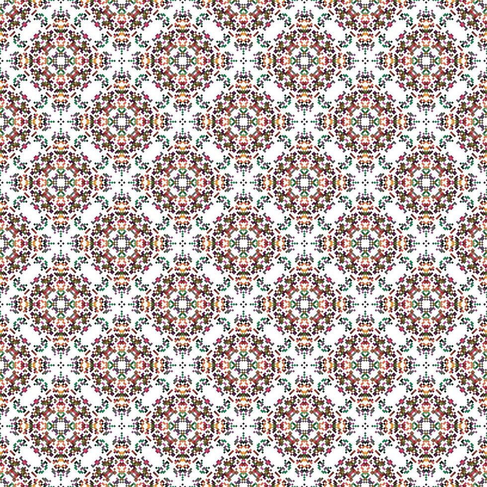 Vektor Pixel orientalisch Muster gemacht von klein Quadrate auf ein transparent Hintergrund. Mosaik, Hintergrund, Stickerei, Hintergrund, Kaleidoskop, Mandala.