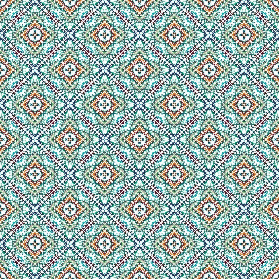 Blumen- gestrickt Stickerei auf Weiß hintergrund.geometrisch ethnisch orientalisch Muster traditionell. abstrakt Vektor Illustration. Design zum Textur, Stoff, Kleidung, Verpackung, Dekoration, Schal, Druck.