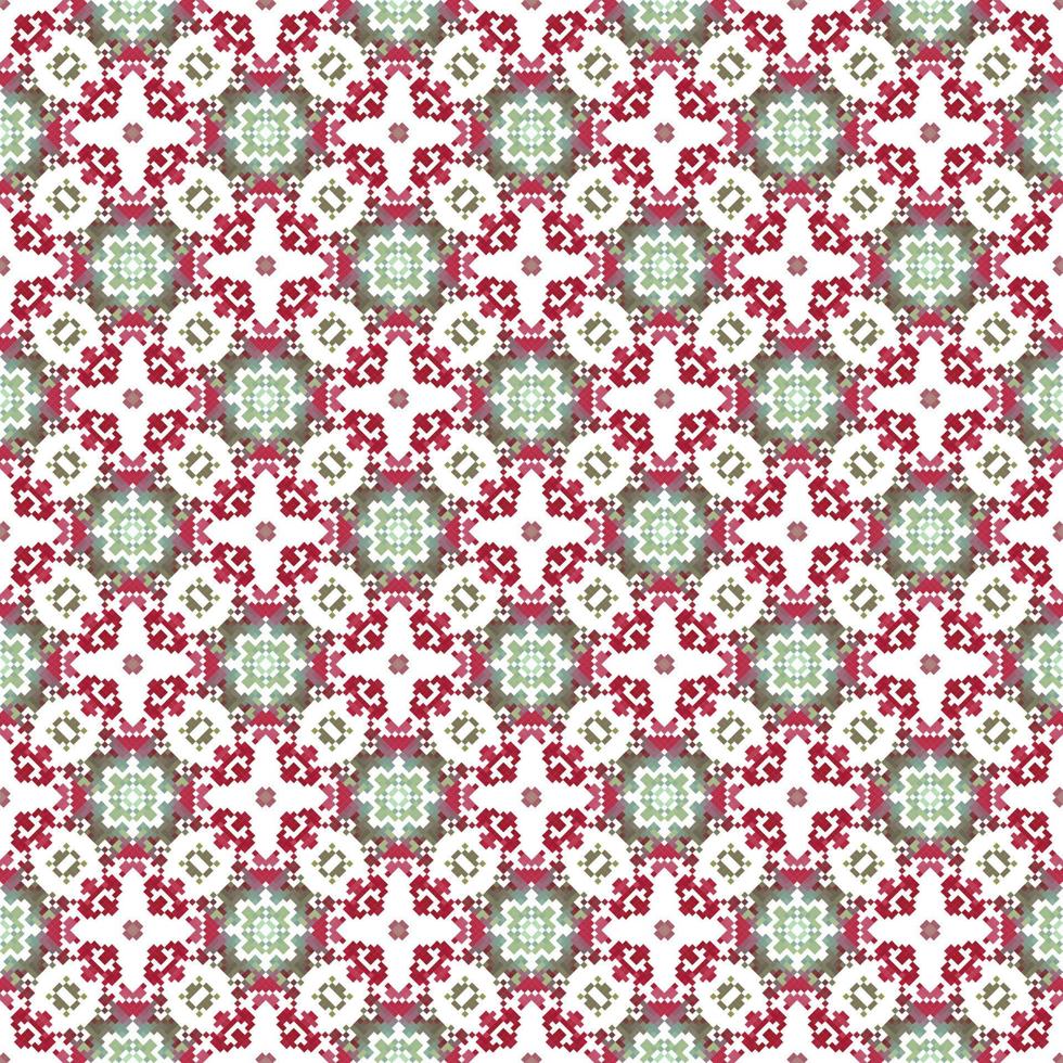 Blumen- gestrickt Stickerei auf Weiß hintergrund.geometrisch ethnisch orientalisch Muster traditionell. abstrakt Vektor Illustration. Design zum Textur, Stoff, Kleidung, Verpackung, Dekoration, Schal, Druck.