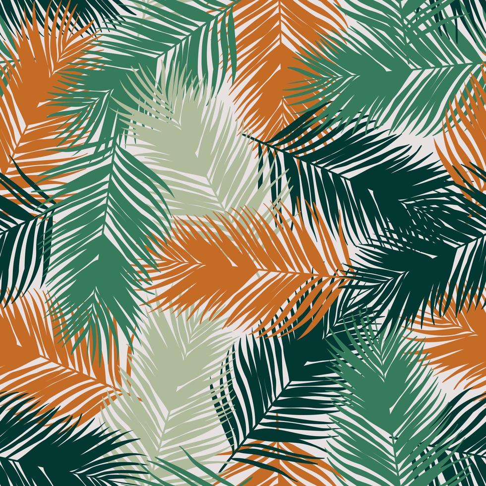 Palme Blätter nahtlos Muster Design. tropisch Blätter Ast Sommer- Muster Design. tropisch Blumen- Muster Hintergrund. modisch Brasilianer Illustration. vektor