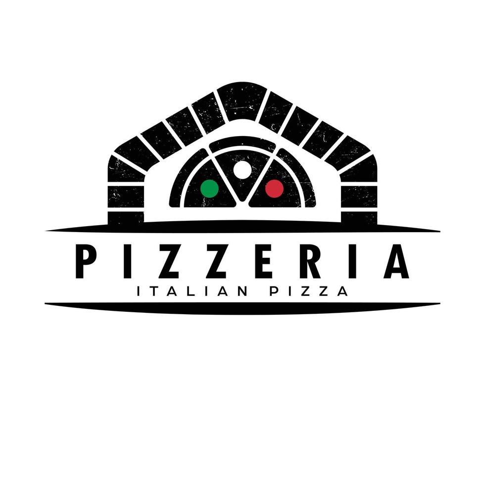 Ofen und Pizza Logo Vorlage Vektor. Luxus Pizzeria Logotyp. Italienisch Pizza eben Logo Design. vektor