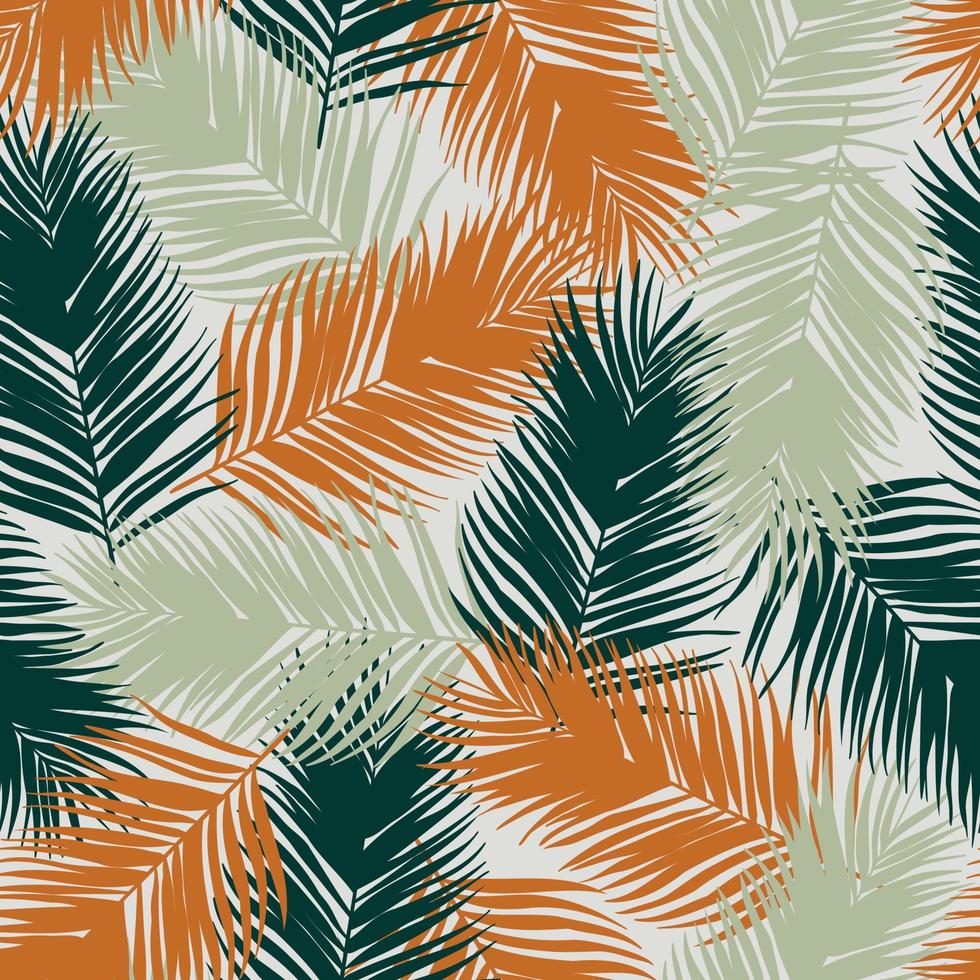 Palme Blätter nahtlos Muster Design. tropisch Blätter Ast Sommer- Muster Design. tropisch Blumen- Muster Hintergrund. modisch Brasilianer Illustration. vektor