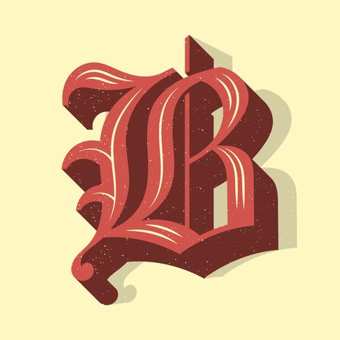 vintage brev b typografi vektor