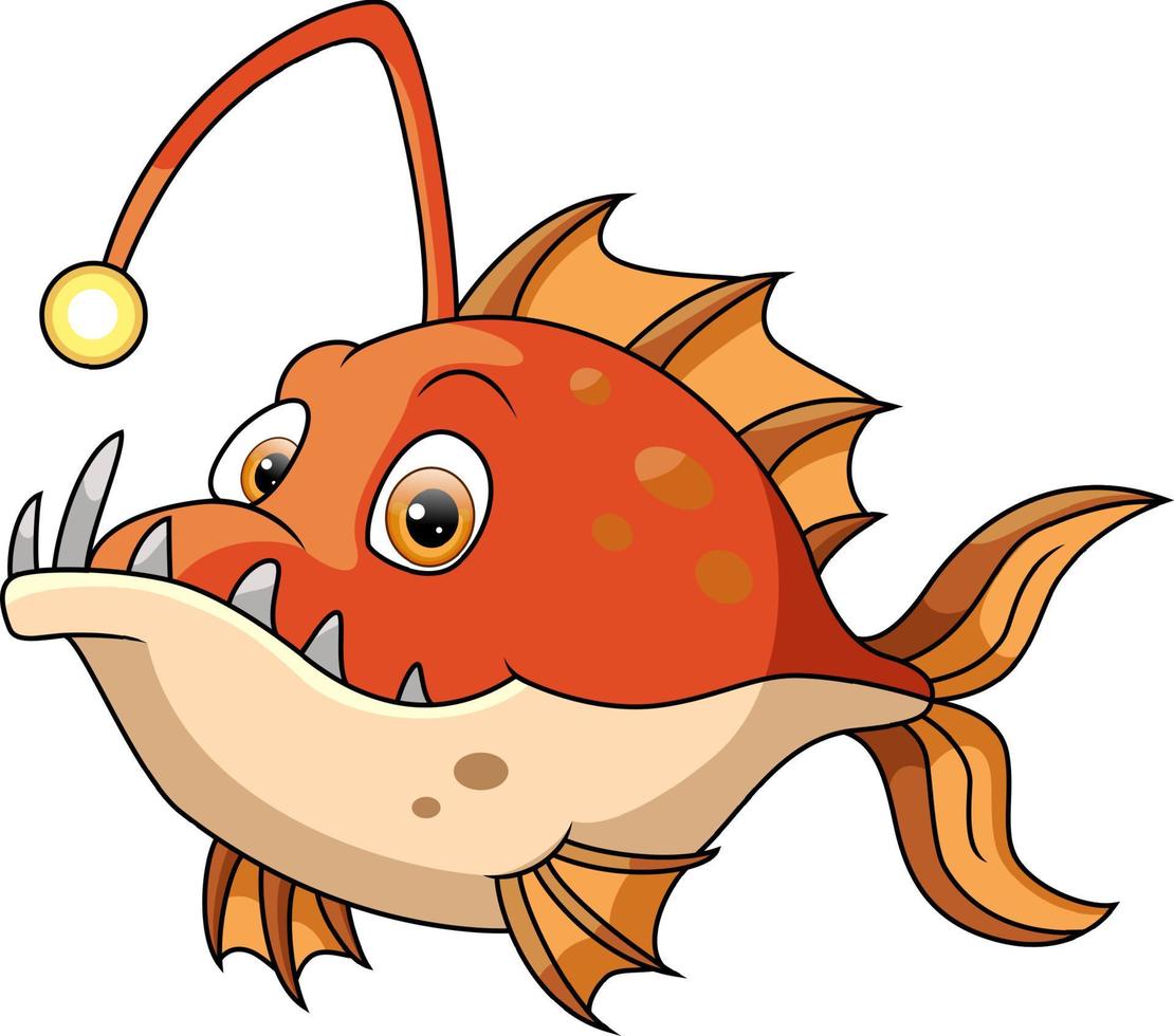 süß Angler Fisch Karikatur auf Weiß Hintergrund vektor