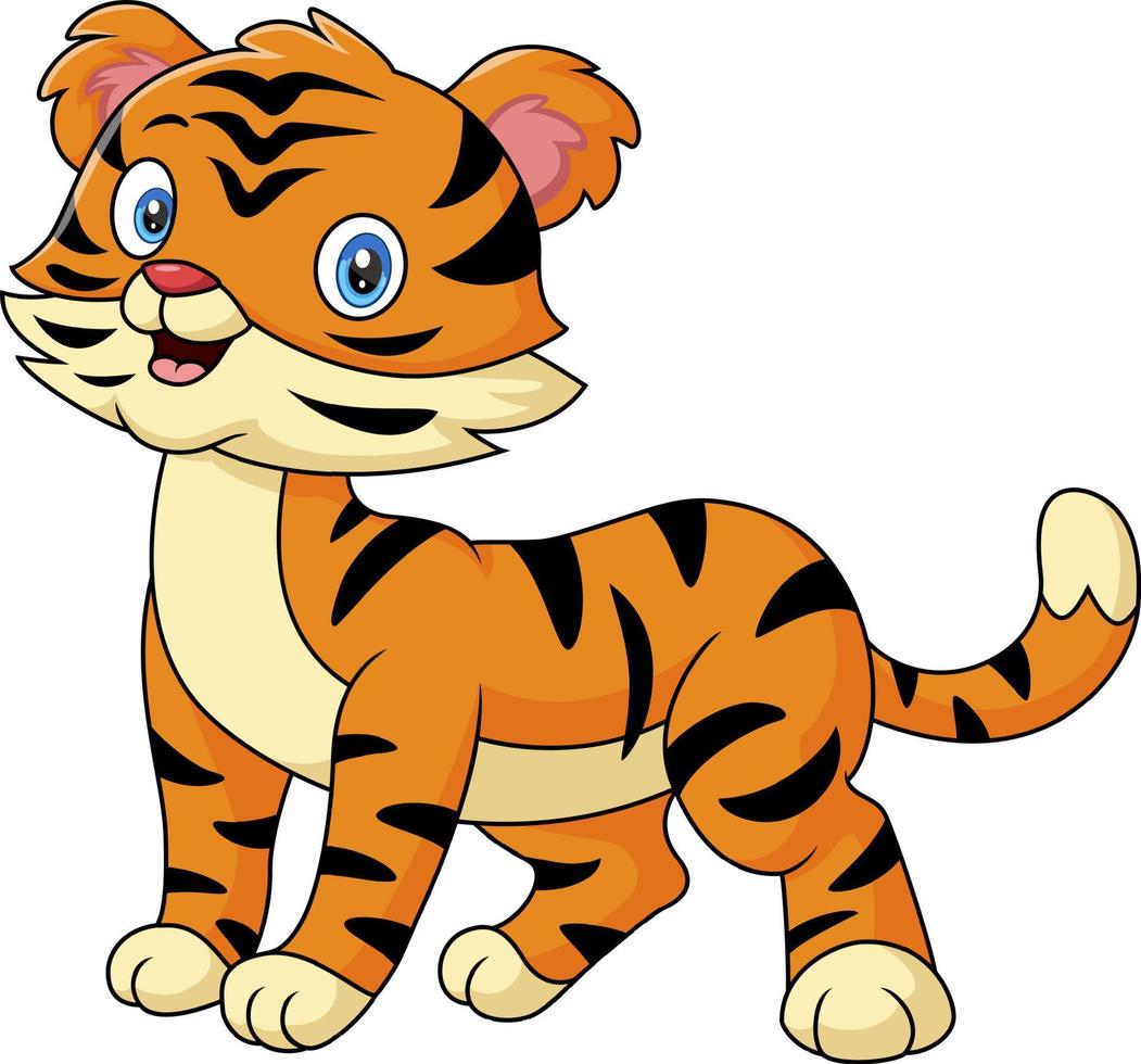 niedlicher Tiger-Cartoon auf weißem Hintergrund vektor