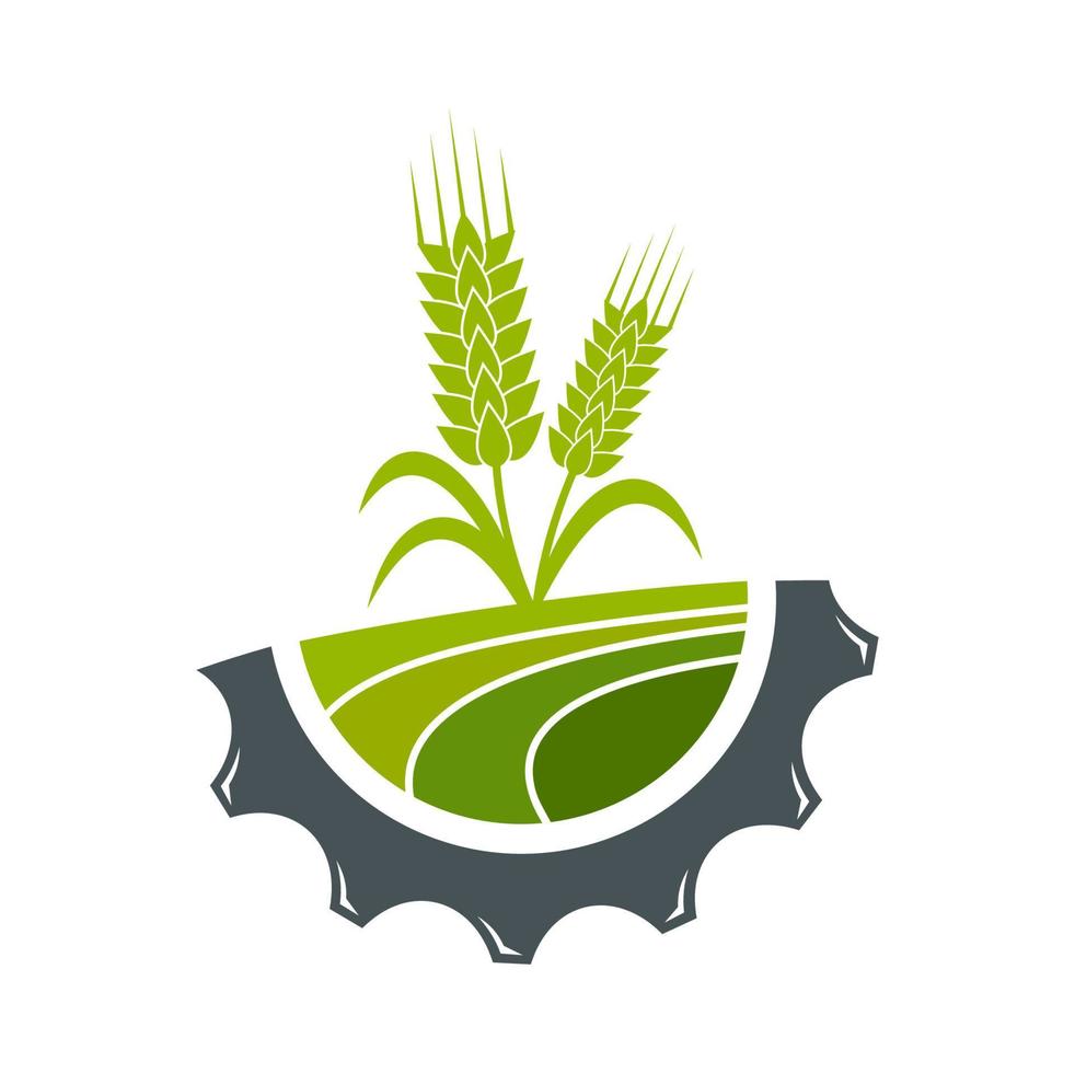 lantbruk och jordbruk ikon med fält av vete vektor