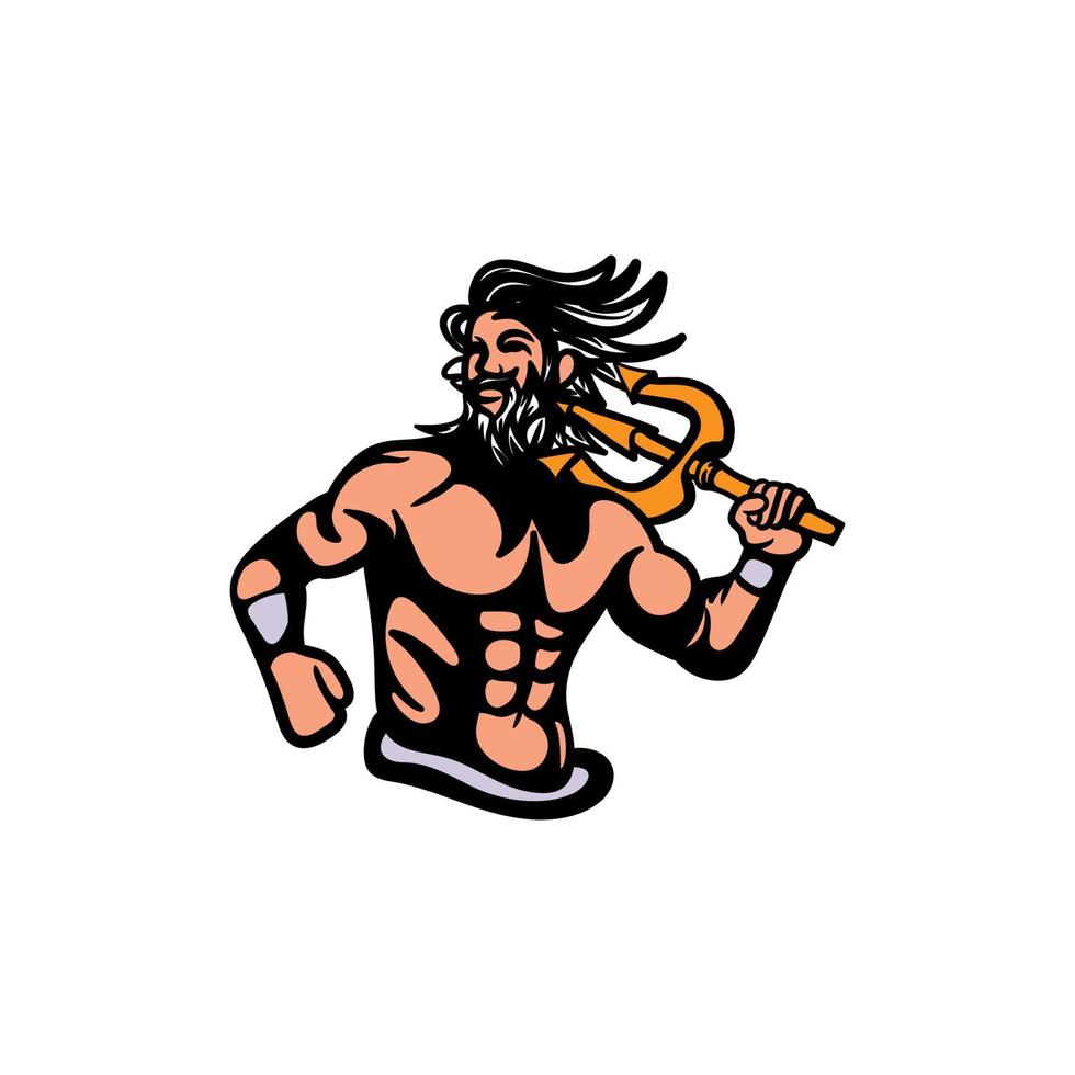 Mensch Zeus majestätisch mit Dreizack Illustration Design vektor