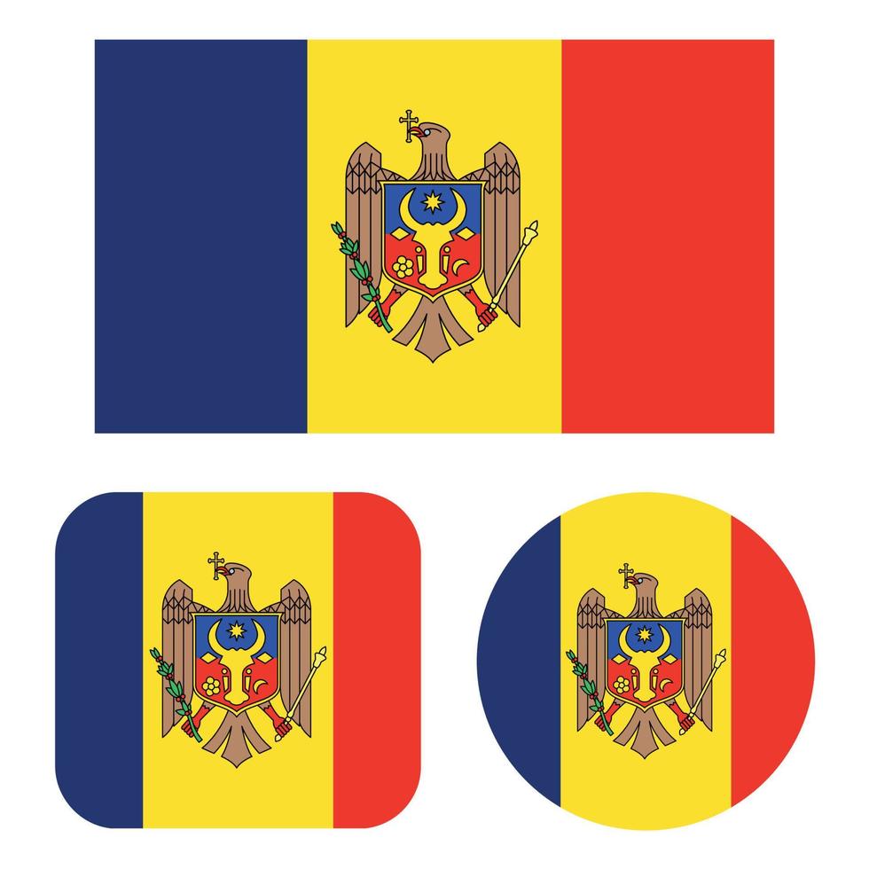 Moldau Flagge im Rechteck Platz und Kreis vektor