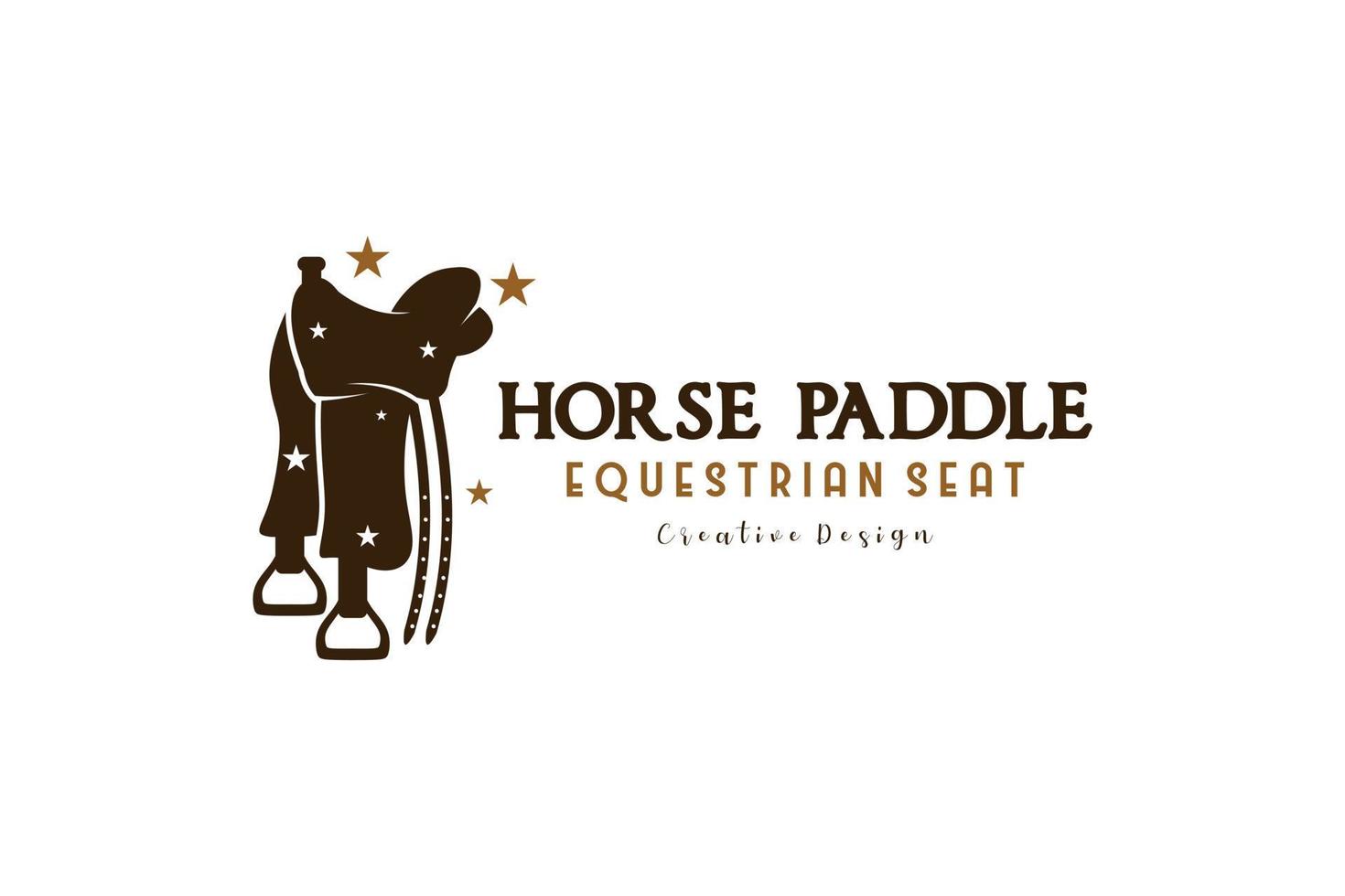 Pferd Sattel oder Stuhl Logo Design zum Jahrgang Pferd Fahrer vektor
