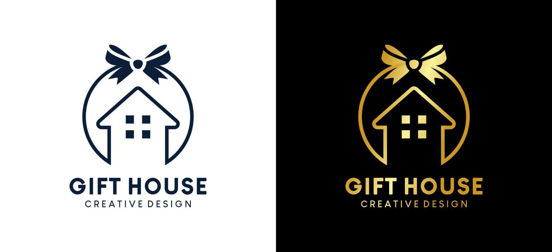 Geschenk Haus Logo Design mit kreativ Luxus Konzept vektor