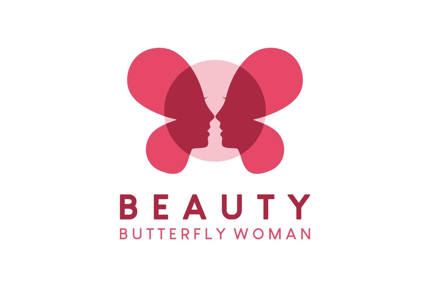 Frau Gesicht Schmetterling Vektor Illustration Logo Design zum Schönheit Logo